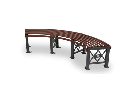 Panca Deimos dritta curva Giochipark acciaio zincato verniciato cm 150x49x47h - Grigio micaceo/Corten - Curvo