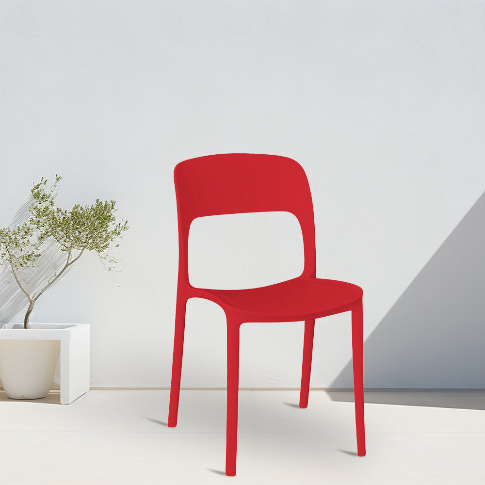 Sedia Alice in plastica impilabile colore rosso modello comfort