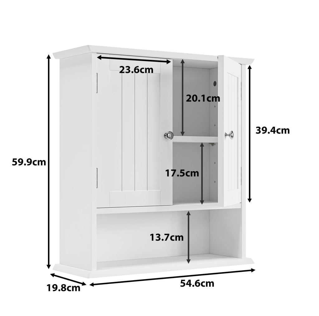 Mobile bagno pensile ULEVR in MDF bianco con ripiani regolabili e vano aperto
