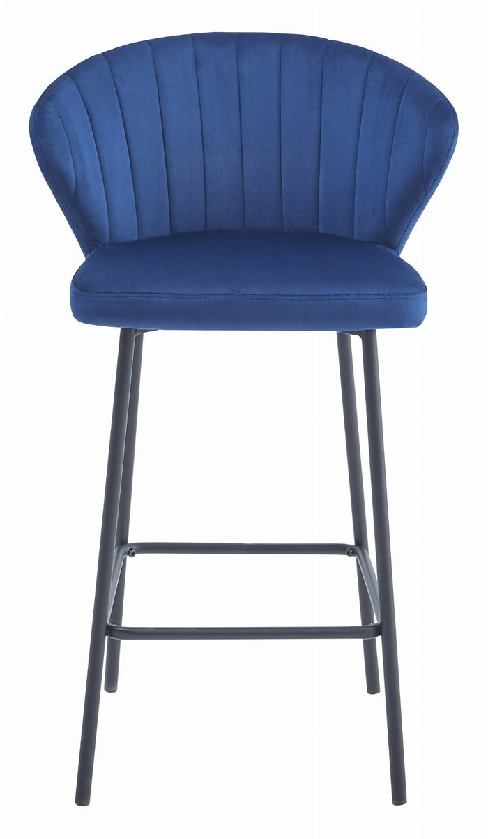 Sgabello da bar Valora GATTA in velluto blu navy con gambe nere x3