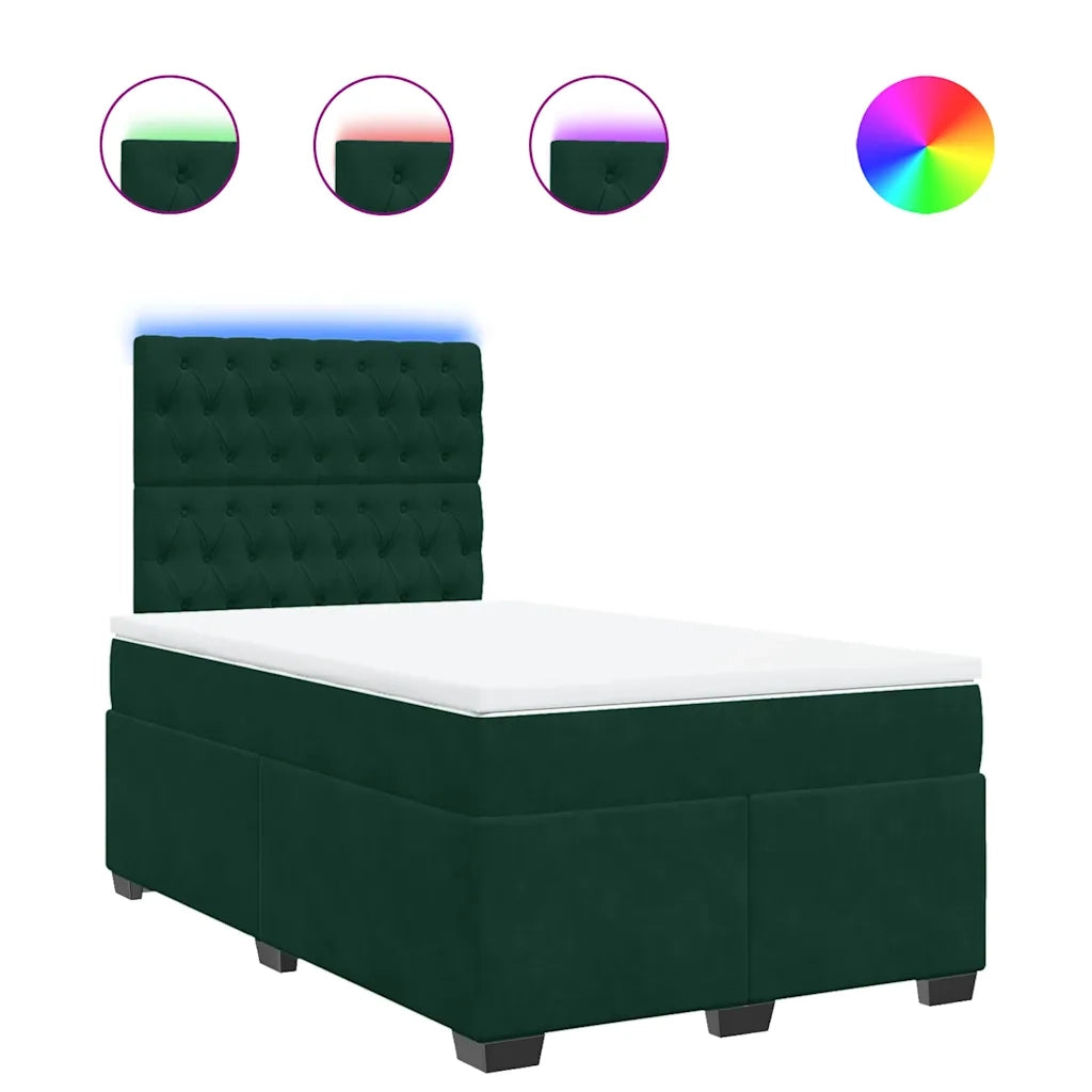 Giroletto a Molle con Materasso Verde Scuro 120x190 cm Velluto