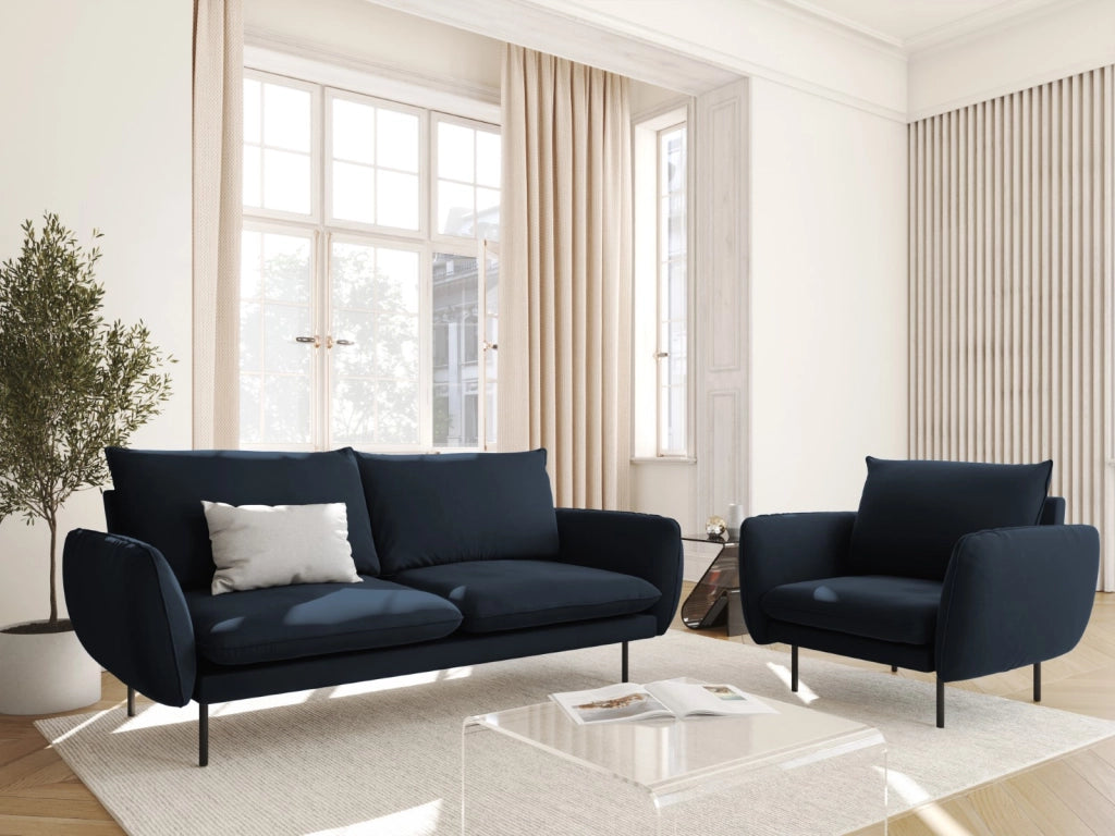 Cosmopolitan Design - Divano "Vienna" 2 posti in velluto blu scuro 