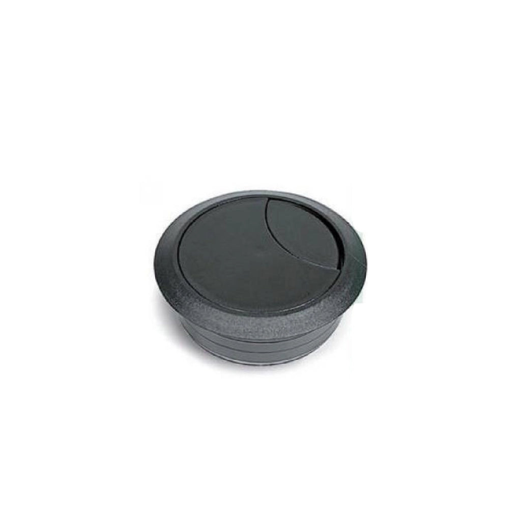 Bocchette passacavi 2 pz coppia plastica nera 60mm per scrivania e tavoli tappo