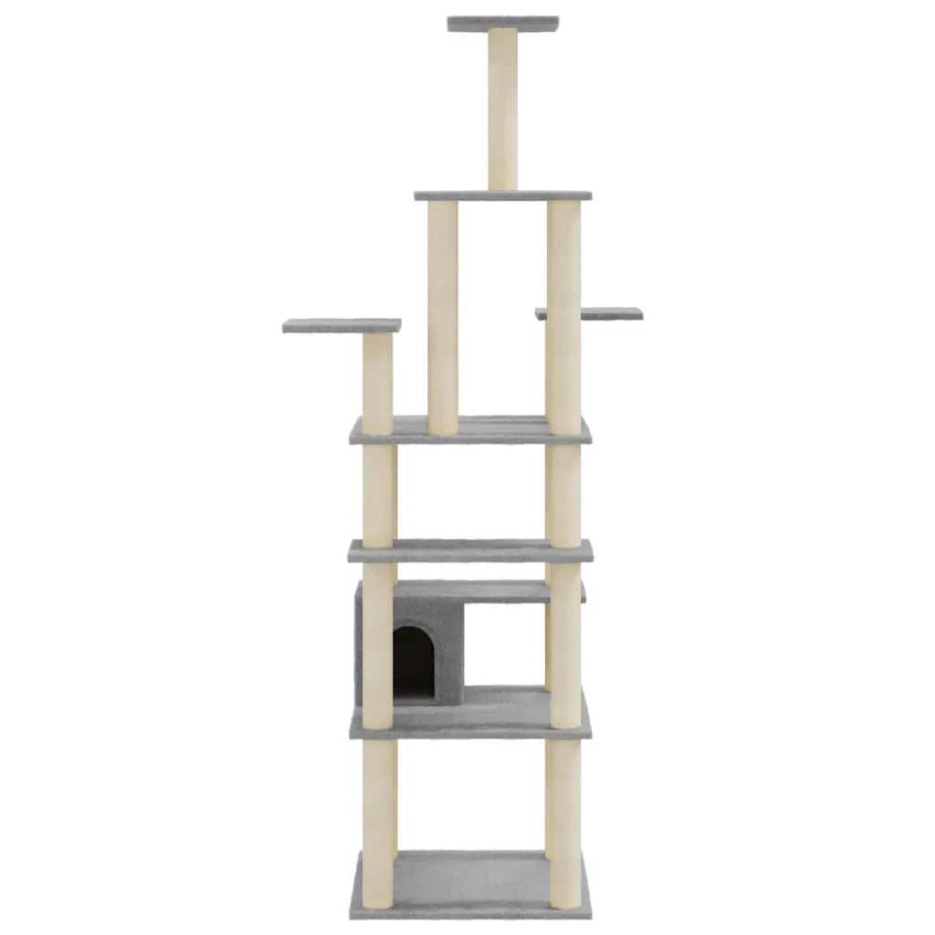 Albero per Gatti con Tiragraffi in Sisal Grigio Chiaro 183 cm 171483