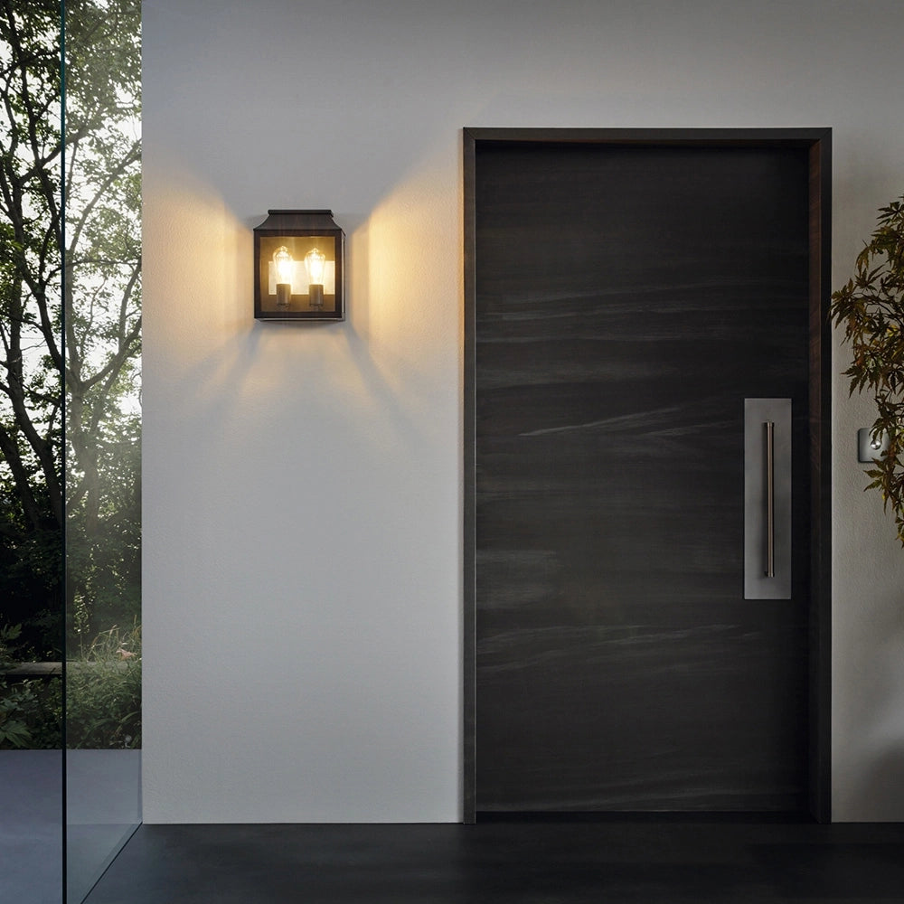 Applique Esterno Contemporanea Soncino Alluminio Nero 2 Luci E27