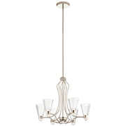 Lampadario Classico Kayva Acciaio Nichel Lucido Vetro Led 36W 3000K 2375Lm