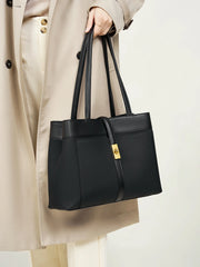 Borsa tote da donna in vera pelle nera
