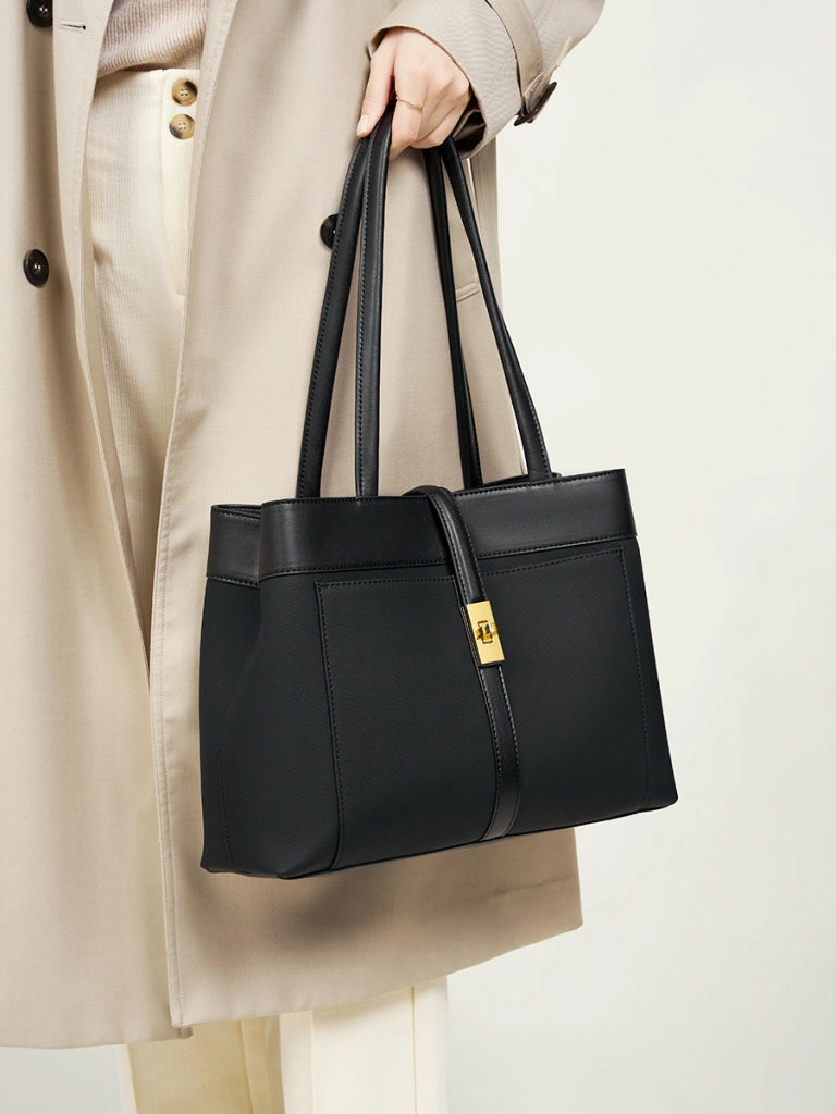 Borsa tote da donna in vera pelle nera