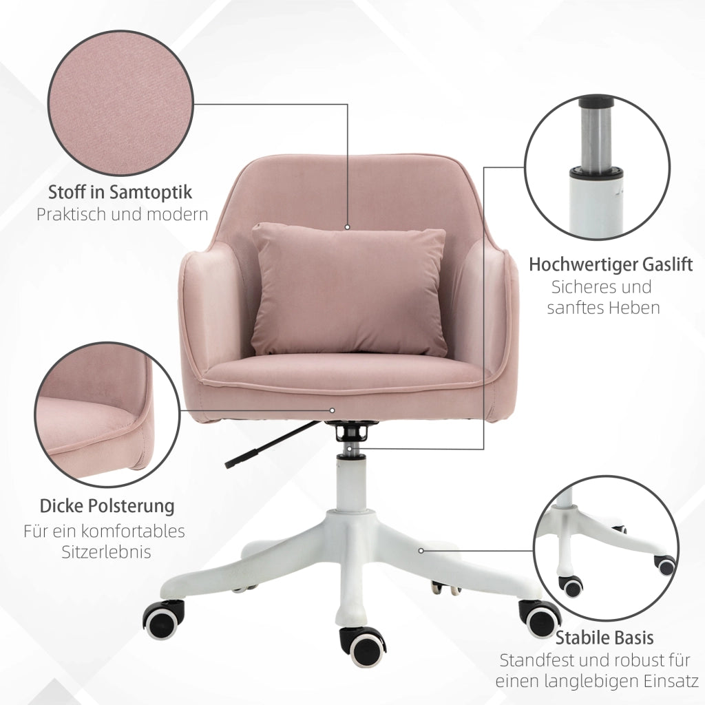 Poltrona massaggiante reclinabile ergonomica da scrivania girevole ¨C zephmum ¨C rosa tessuto velluto