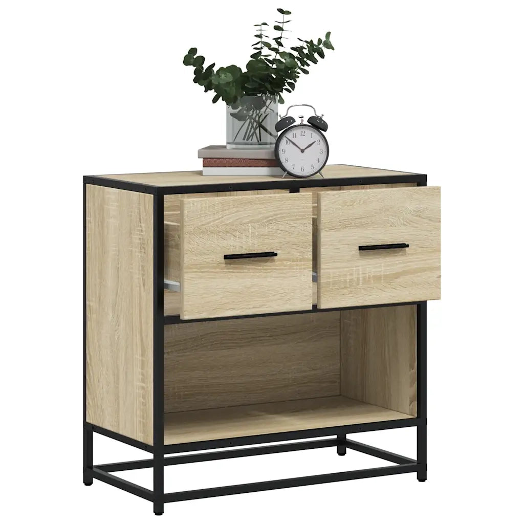 Comodino Rovere Sonoma 60x31x60 cm in Truciolato e Metallo 848695