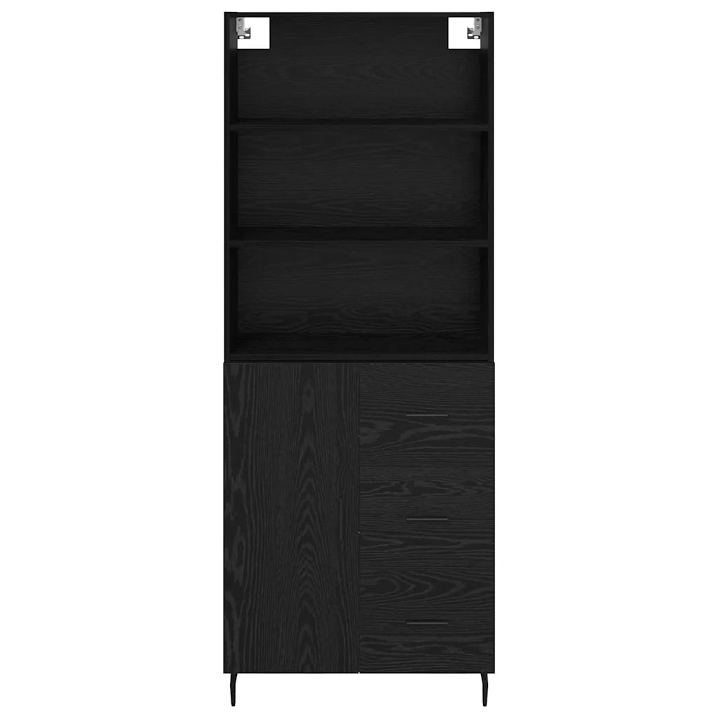 Credenza con cassetto Rovere Nero 69,5 x 34 x 180 cm