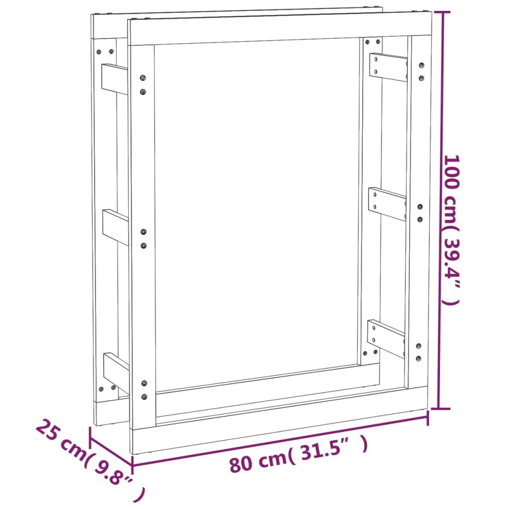 Portalegna 80x25x100 cm in Legno Massello di Pino 822417