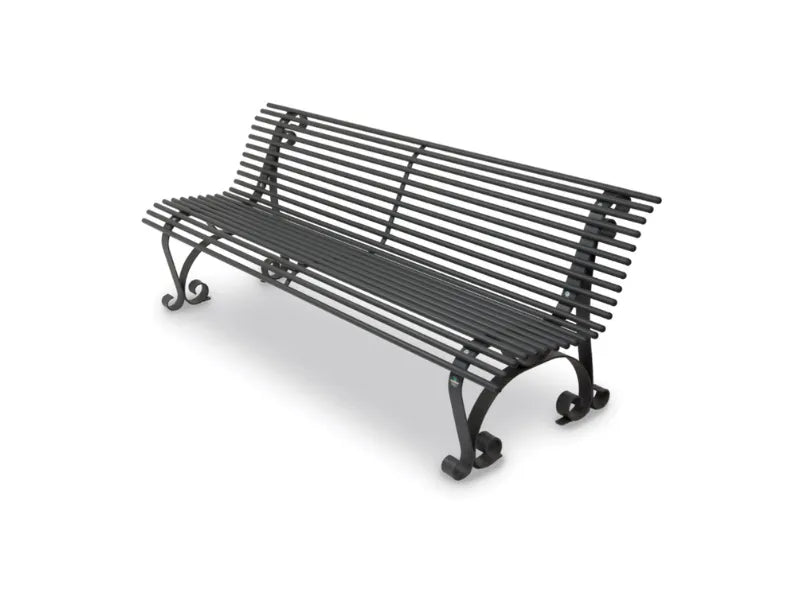 Panca Nostalgia 230 metallo zincato schienale verniciata forno grigio 200x67x72h