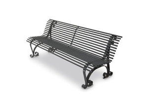 Panca Nostalgia 230 metallo zincato schienale verniciata forno grigio 200x67x72h