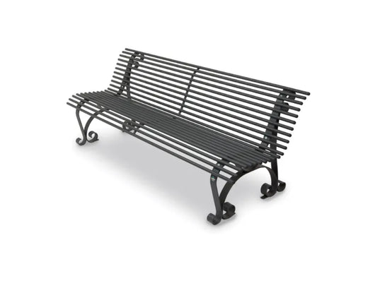 Panca Nostalgia 230 metallo zincato schienale verniciata forno grigio 200x67x72h