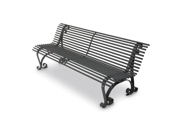 Panca Nostalgia 230 metallo zincato schienale verniciata forno grigio 200x67x72h