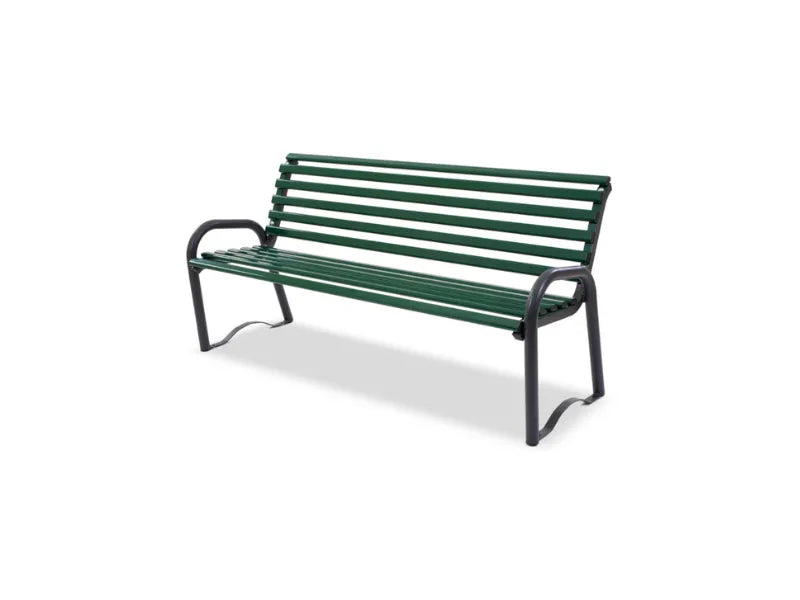 Panca Bologna 622 metallo zincato schienale braccioli 158x57x72h colori vari - Grigio micaceo/RAL 6005