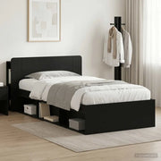 Telaio del letto con storage con testiera Nero 100 x 200 cm