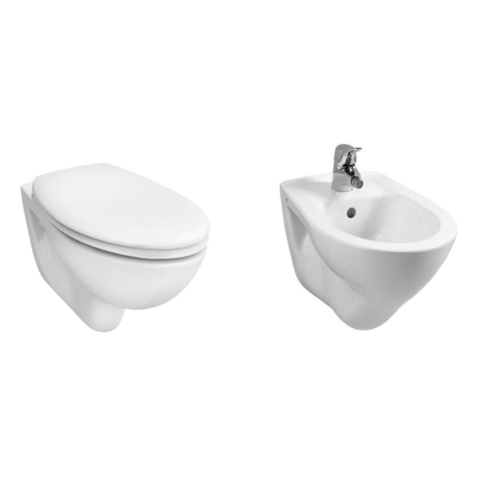 COPPIA SANITARI NORMUS IN CERAMICA BIANCA SOSPESA.