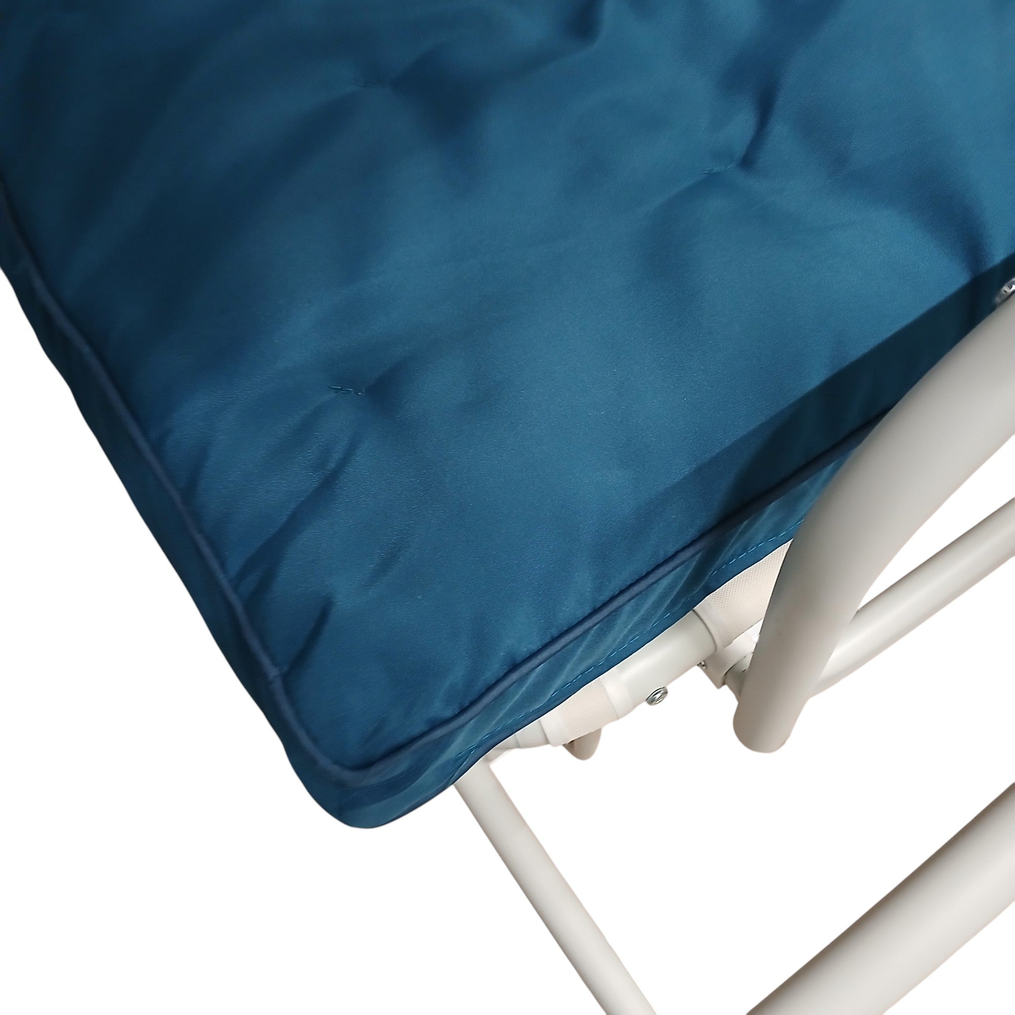 DONDOLO MALAGA 3 POSTI CM.220X105X170H. CUSCINI IN TESSUTO COLORE BLU E STRUTTURA IN METALLO VERNICIATO BIANCO