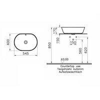 LAVABO GEO SOFT-SQUARE CERAMICA BIANCA 54,5CM