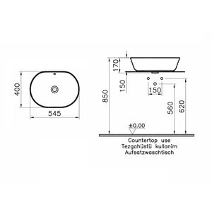 LAVABO GEO SOFT-SQUARE CERAMICA BIANCA 54,5CM