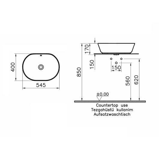LAVABO GEO SOFT-SQUARE CERAMICA BIANCA 54,5CM