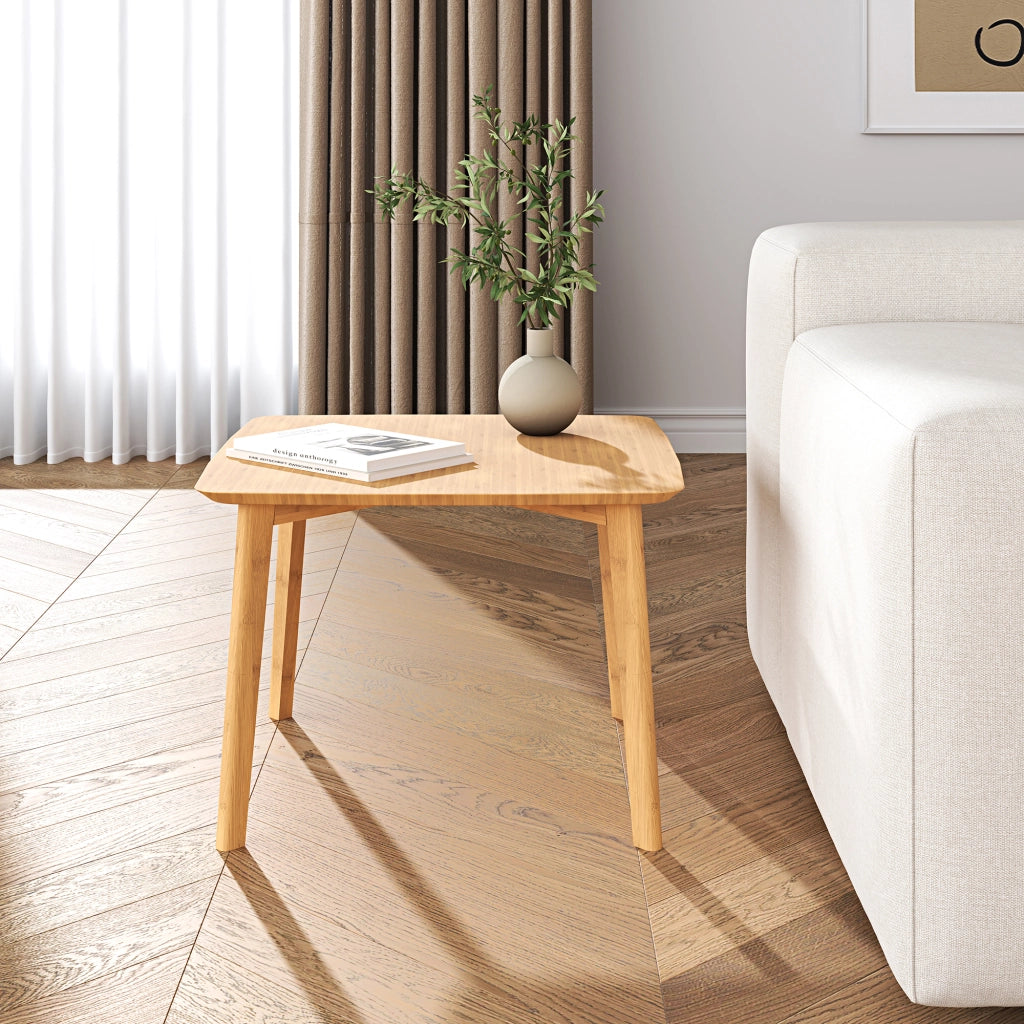 Tavolino Haad in Bambù con Piano Quadrato 45x50x50 cm Naturale [en.casa]