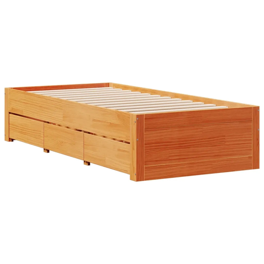 Giroletto senza Materasso con Cassetti Marrone Cera 90x190 cm