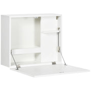 EasyComfort Scrivania a Muro Pieghevole e Salvaspazio con Ripiani, per Casa e Ufficio, in Truciolato e MDF, 60x21.5x50 cm, Bianco
