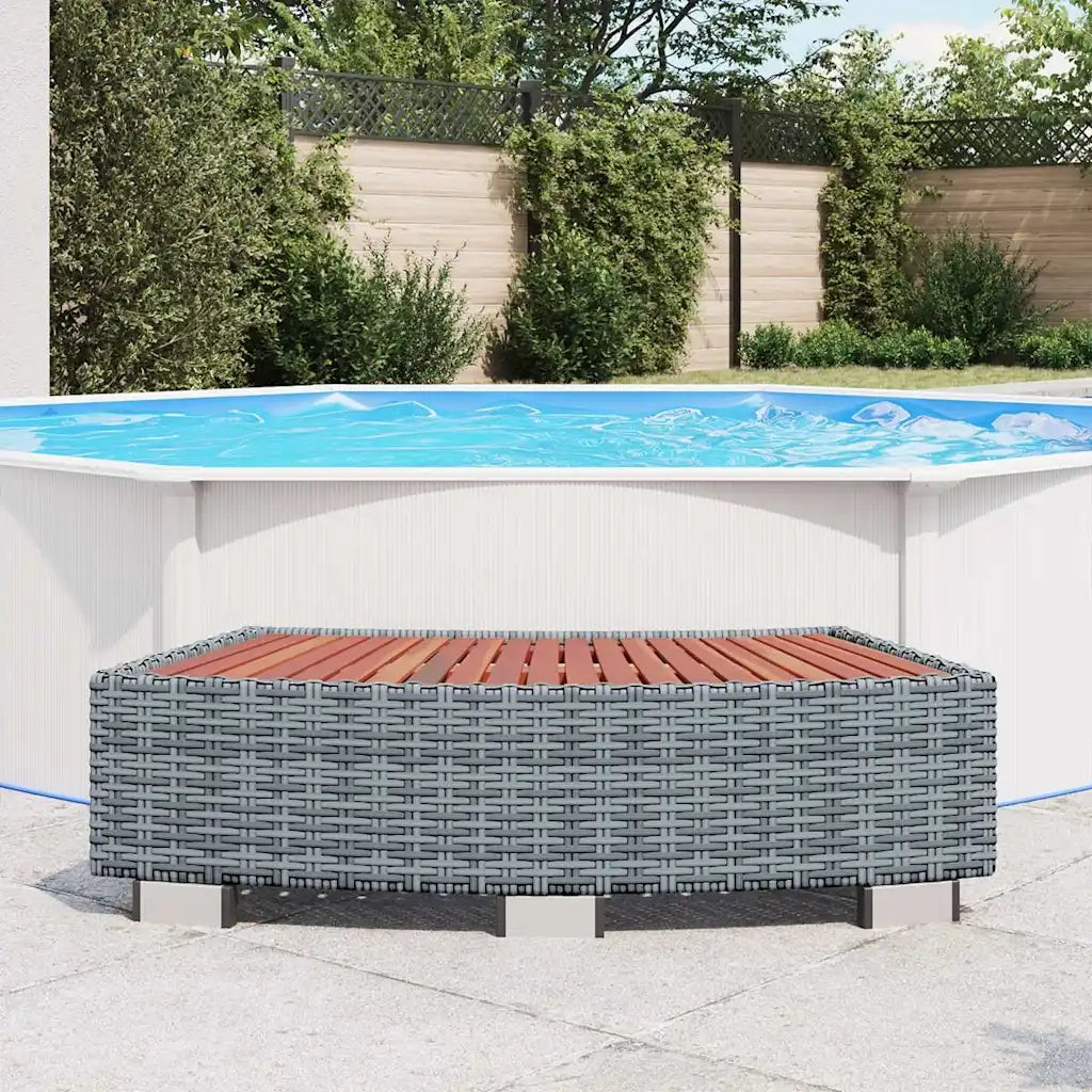 Scalino per Spa Grigio in Polyrattan 92x45x25 cm 46461