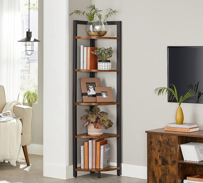 Libreria VALORA con 5 ripiani, marrone rustico, stile loft LLS803B01