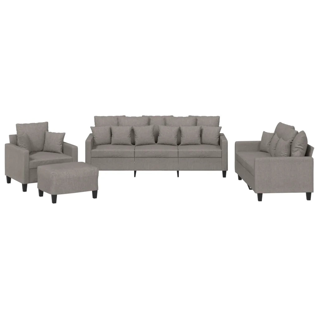 Set Divani 4 pz con Cuscini Tortora in Tessuto
