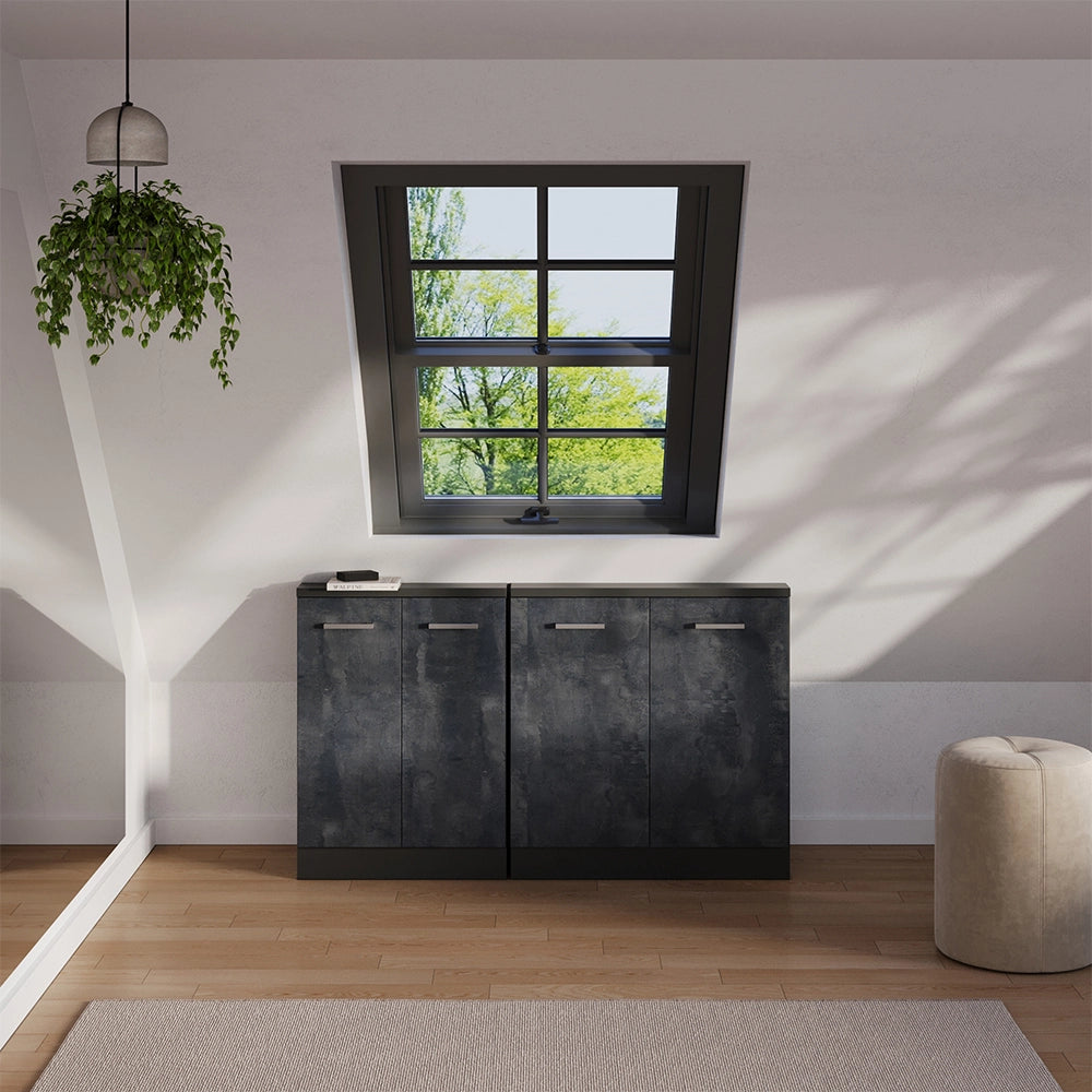 Set di mobili sottotetto Rion Calce nera/Antracite Set di 2 Vicco