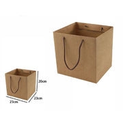 Trade Shop - Set 2 Pezzi Buste Busta Borsa Da Regalo Marrone 23x23x20cm Manici In Corda 69250 -