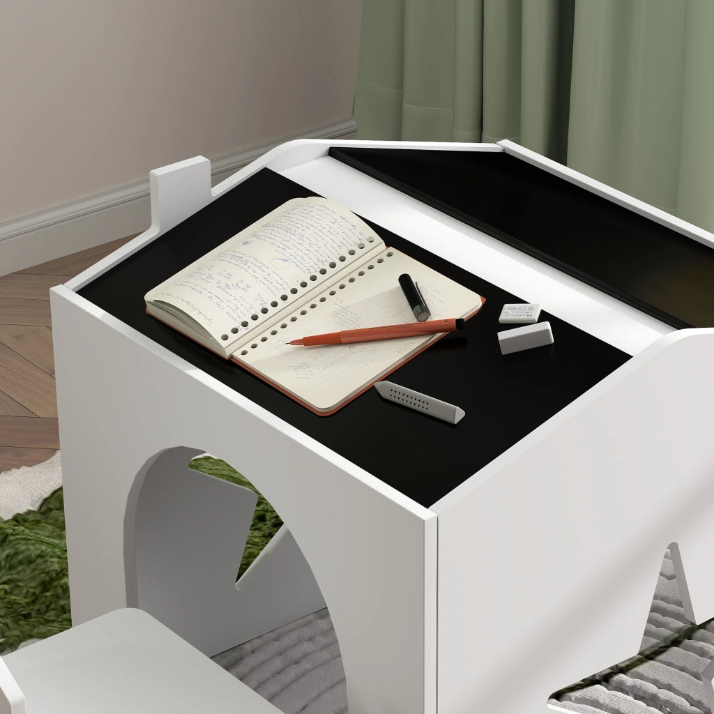 Tavolo da pranzo per bambini con 2 sedie ¨C zephmum ¨C bianco, MDF e pino