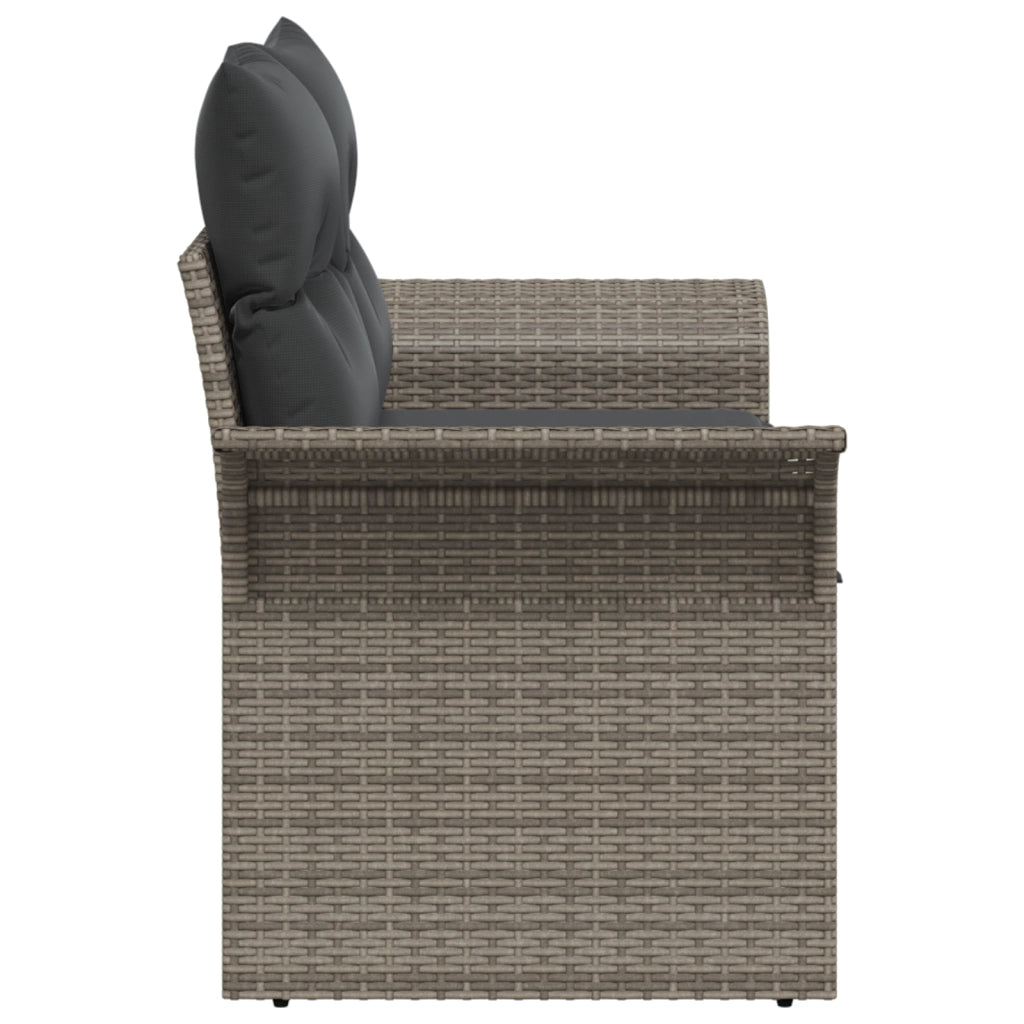 Divano da Giardino a 2 Posti con Cuscini Grigio in Rattan Sintetico