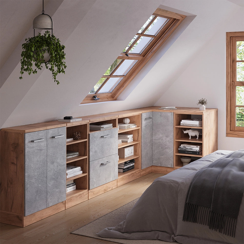 Armadio per tetto spiovente Rion Rovere dorato/Rovere dorato 60 x 83.8 cm con 4 scomparti, carcassa 60 cm profondità Vicco