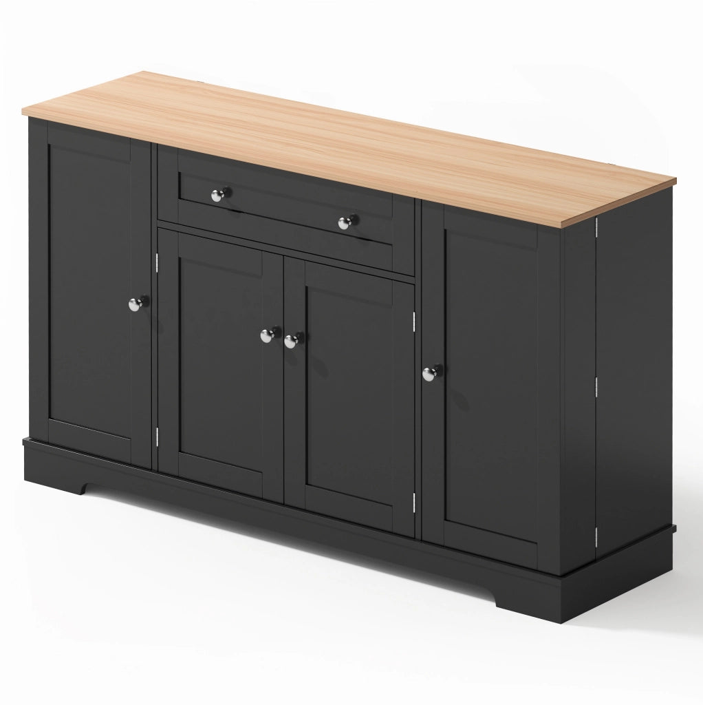 Sideboard cucina 138 cm con cassetto; ripiani regolabili in MDF nero