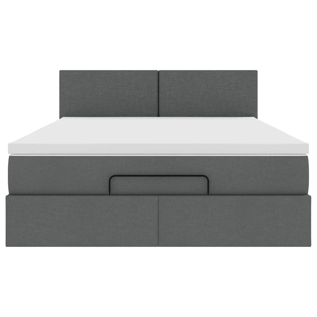 Pouf Letto con Materasso e LED Grigio Scuro 140x200 cm