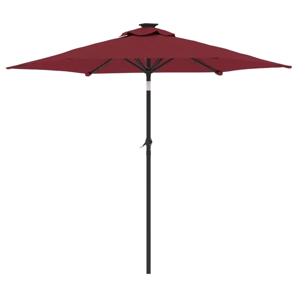 Ombrellone da giardino inclinabile con illuminazione a LED 225 x 225 x 212 cm poliestere bordeaux 02_0056372