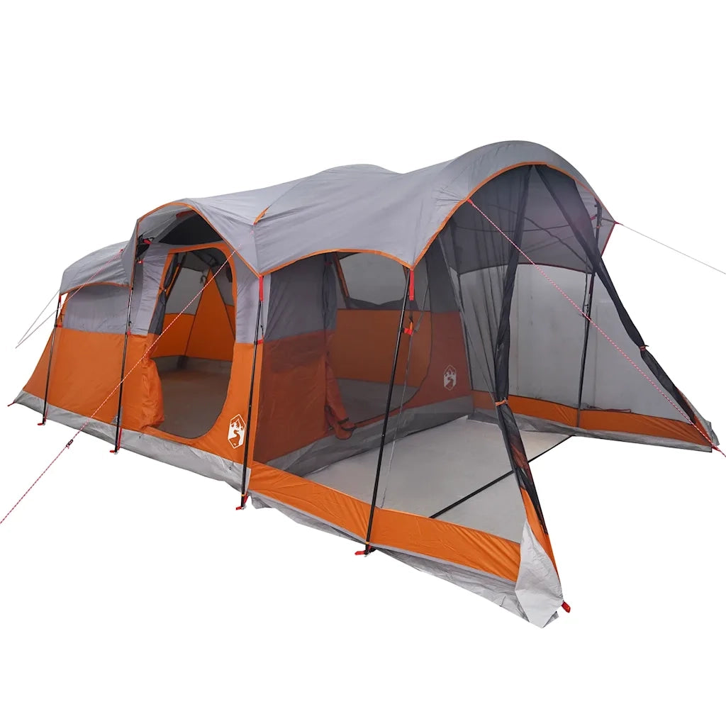 Tenda Familiare a Tunnel 8Persone Grigia Arancione Impermeabile 94787