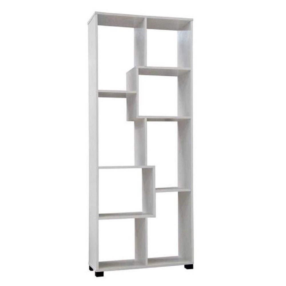 Trade Shop - Mobile Moderno Libreria Scaffale 8 Scomparti In Legno Bianca 70x24x178cm 715648 -