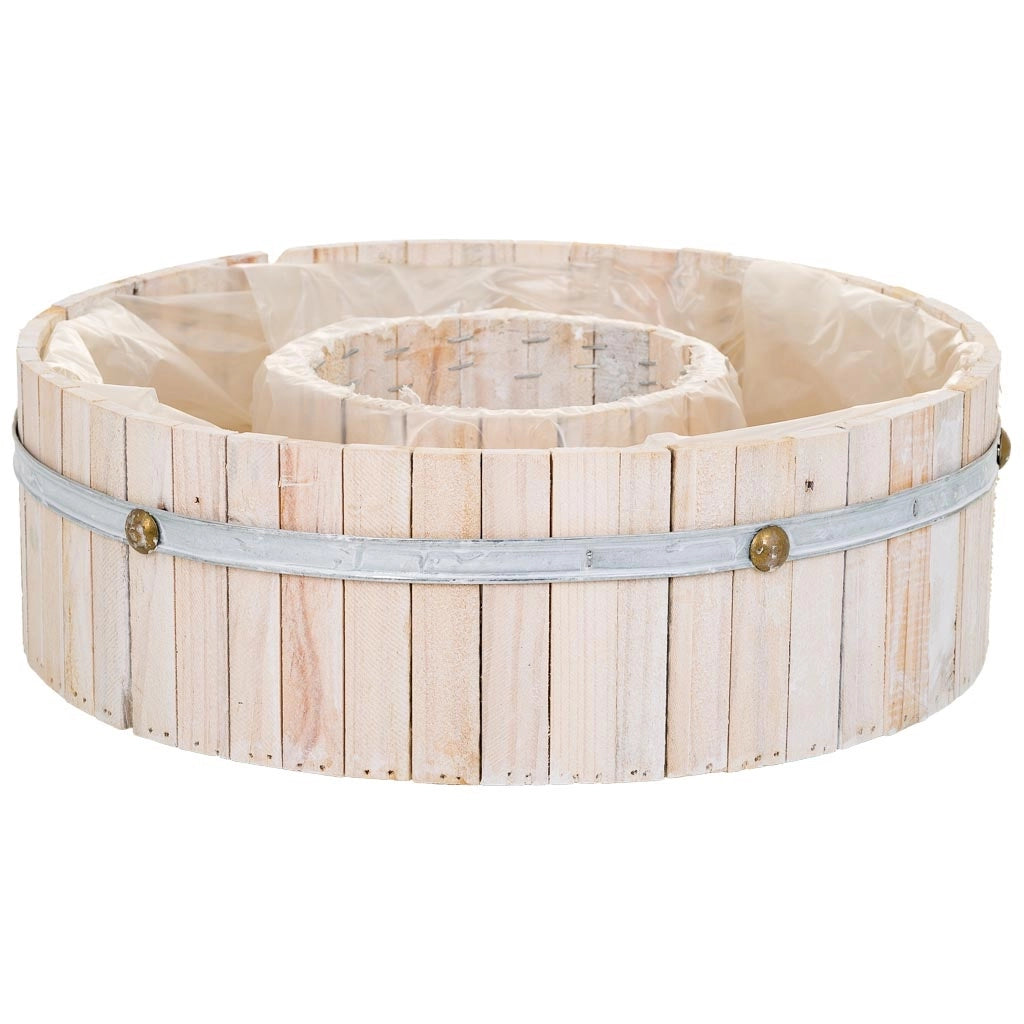 Cestino tondo in legno marrone 36x36x11h