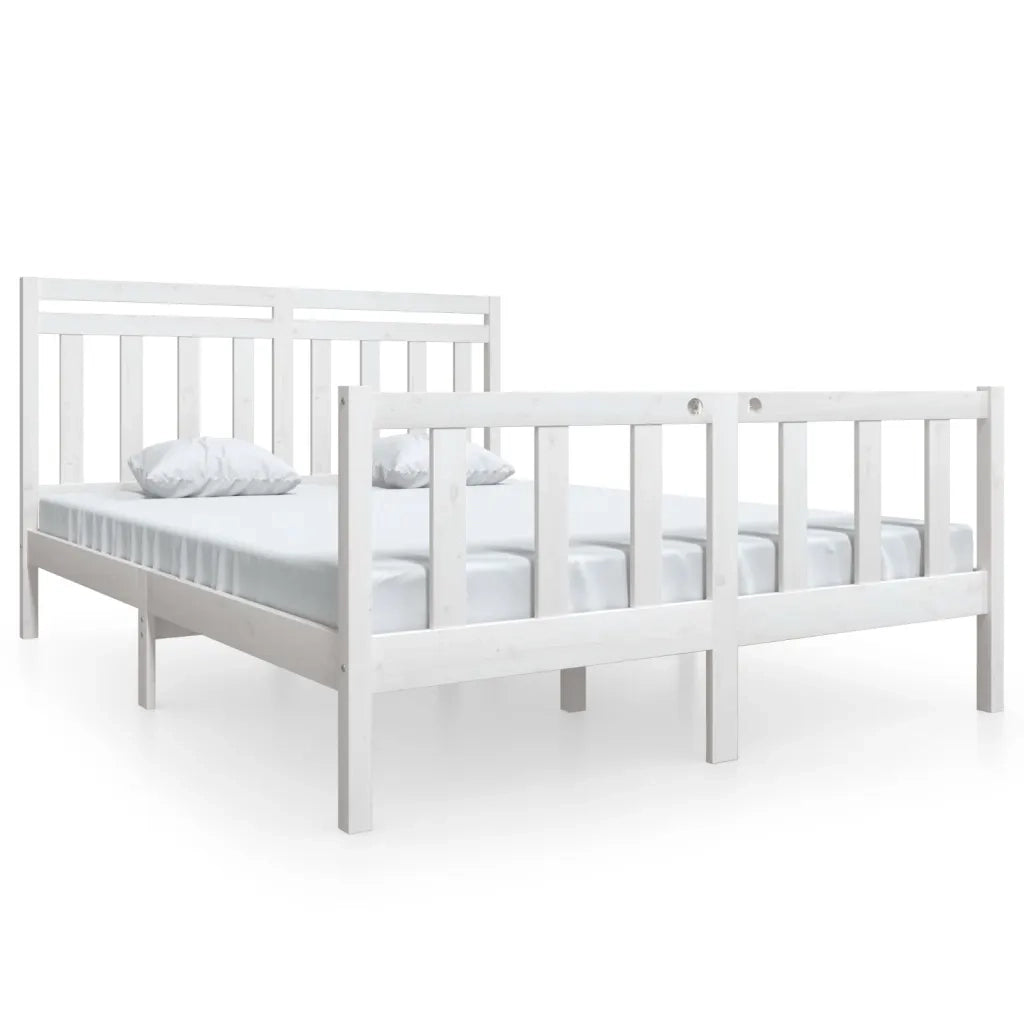 Giroletto-Struttura Letto Bianco in Legno Massello 160x200 cm 605301