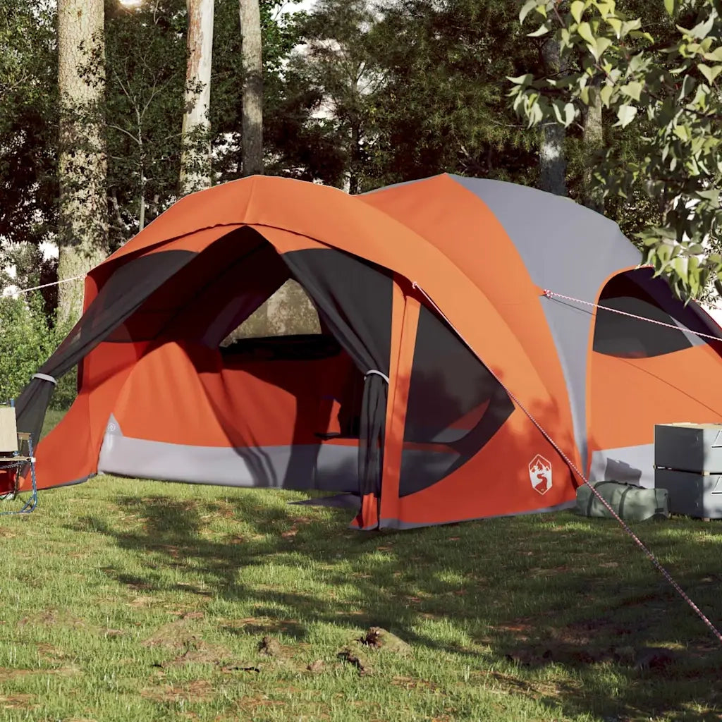 Tenda Familiare Cabina 6 Persone-Tenda da campeggio Grigia Arancione Impermeabile 337047