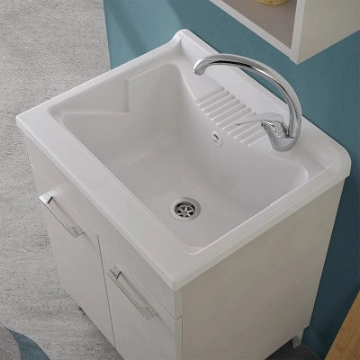 Vasca lavatoio 60x50 cm in resina bianca per interni ed esterni