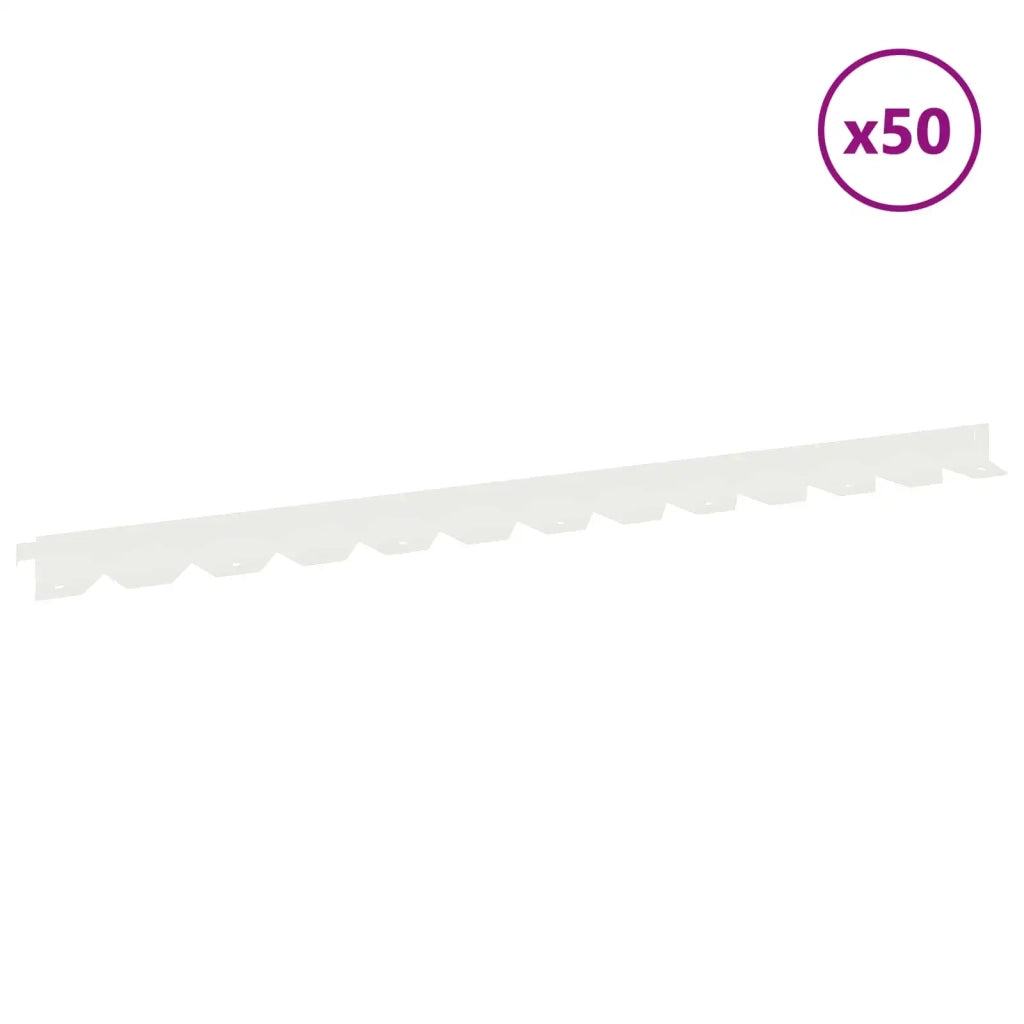 Bordura per Prato 50 pcs 102 x 4 x 4 cm Acciaio Bianco 8008721