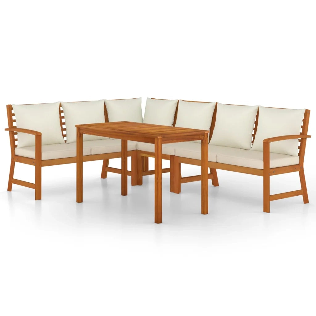 Set da Pranzo Giardino 5pz con Cuscini Legno Massello di Acacia 3154966