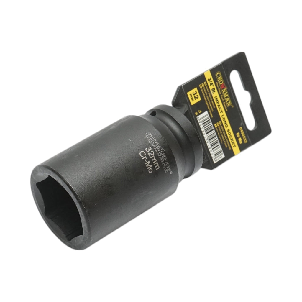 Chiave a bussola a impatto Crownman da 32 mm, attacco quadro da 3/4 di pollice in acciaio Cr-Mo